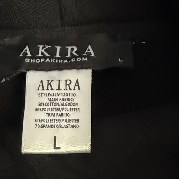 AKIRA Black Layered Hoodie with Mesh Long Sleeves - Picture 4 of 4